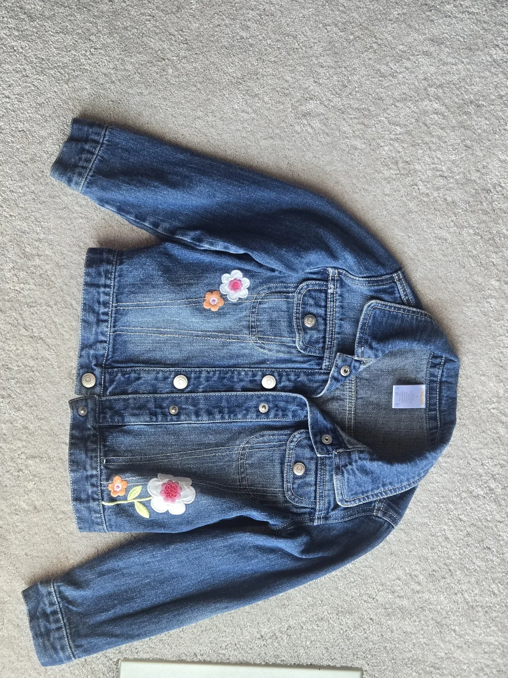 Gymboree Girls Blue Denim Jacket with Floral Appliqués